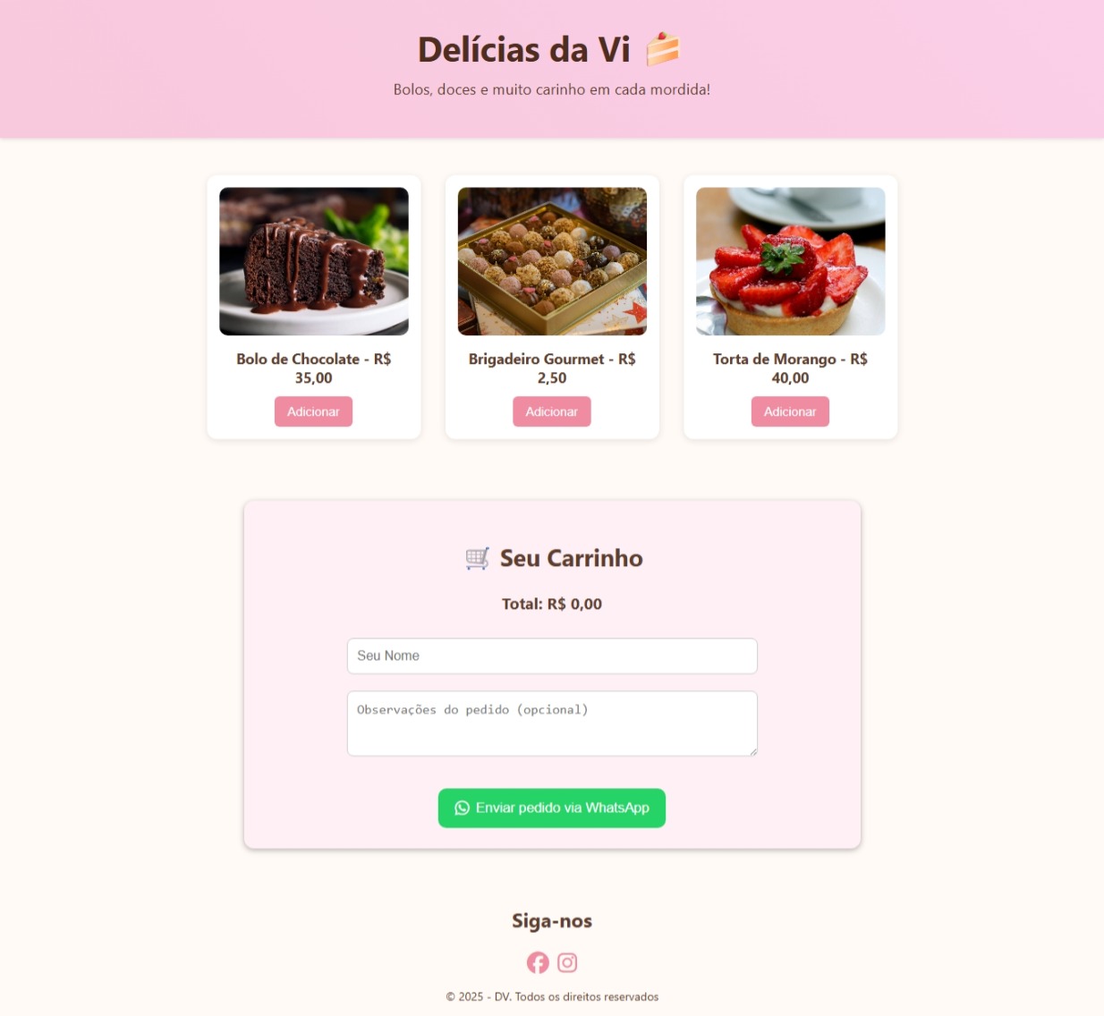 Template Catalogo bolos e doces