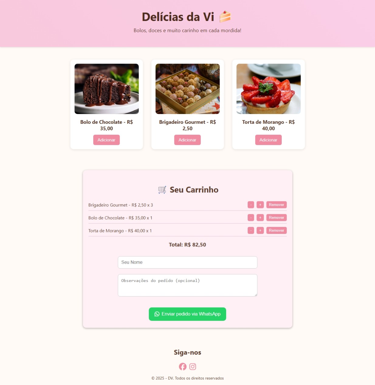 Template Catalogo bolos e doces