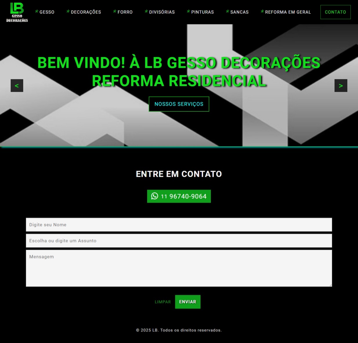 Template Site Gesso e decorações